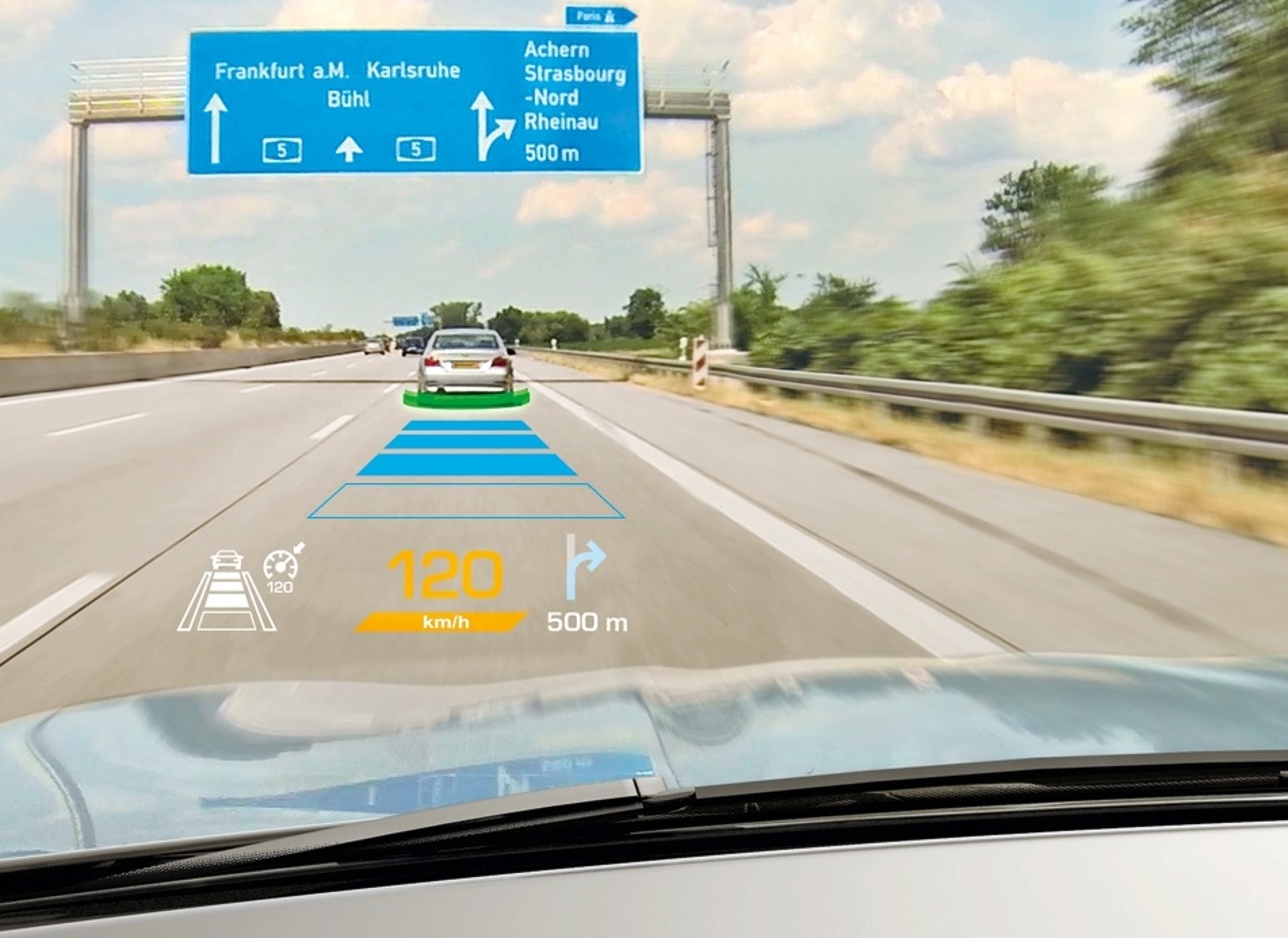 Beispiel für Anwendung der im Projekt entwickelten photonischen Komponenten: Head-up-Display